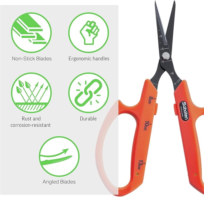 Saboten Fluorine Coated Angled Blade Trimming Scissors Orange PT-2 160mm - Image 3