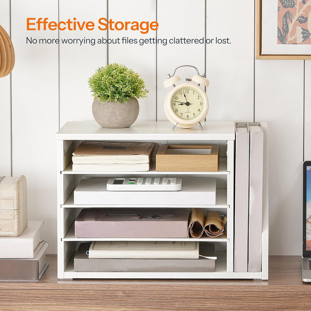 HOOBRO Mail Sorter, Literature Organizer with Adjustable Shelves, Paper Organ...
