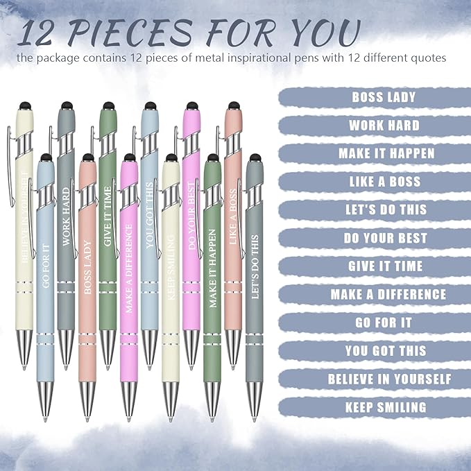 Zonon 12 Pcs Inspirational Pens Bulk Funny Ballpoint Pen - Image 2