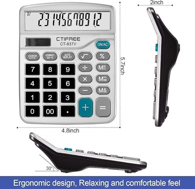 Flutesan 8 Pack Calculator Bulk 12 Digit Solar Power Calculator Solar and - Image 2