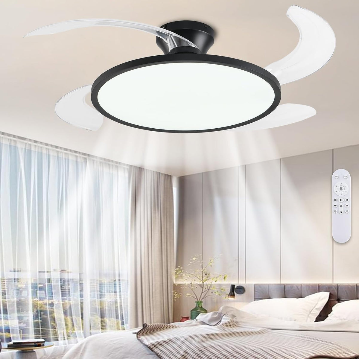 ahawill retractable ceiling fan with lights remote control,42'', main product view