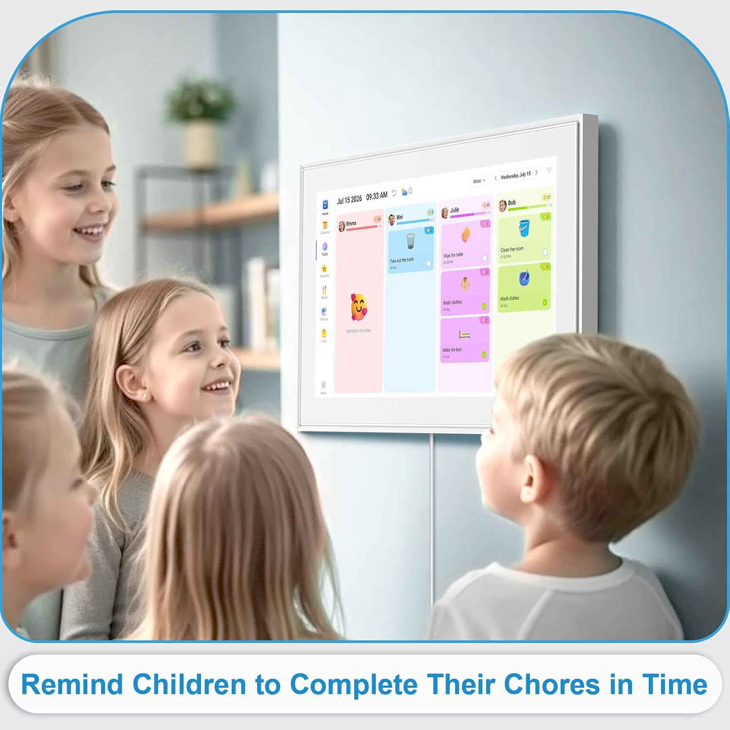 15.6 Inch Digital Calendar Wall Touch Screen Chore Chart, 32GB Electronic Calendar + Smart Family Planner, Wall and Desk Mountable, Gifts for Women Men, Gifts for Mom Dad
