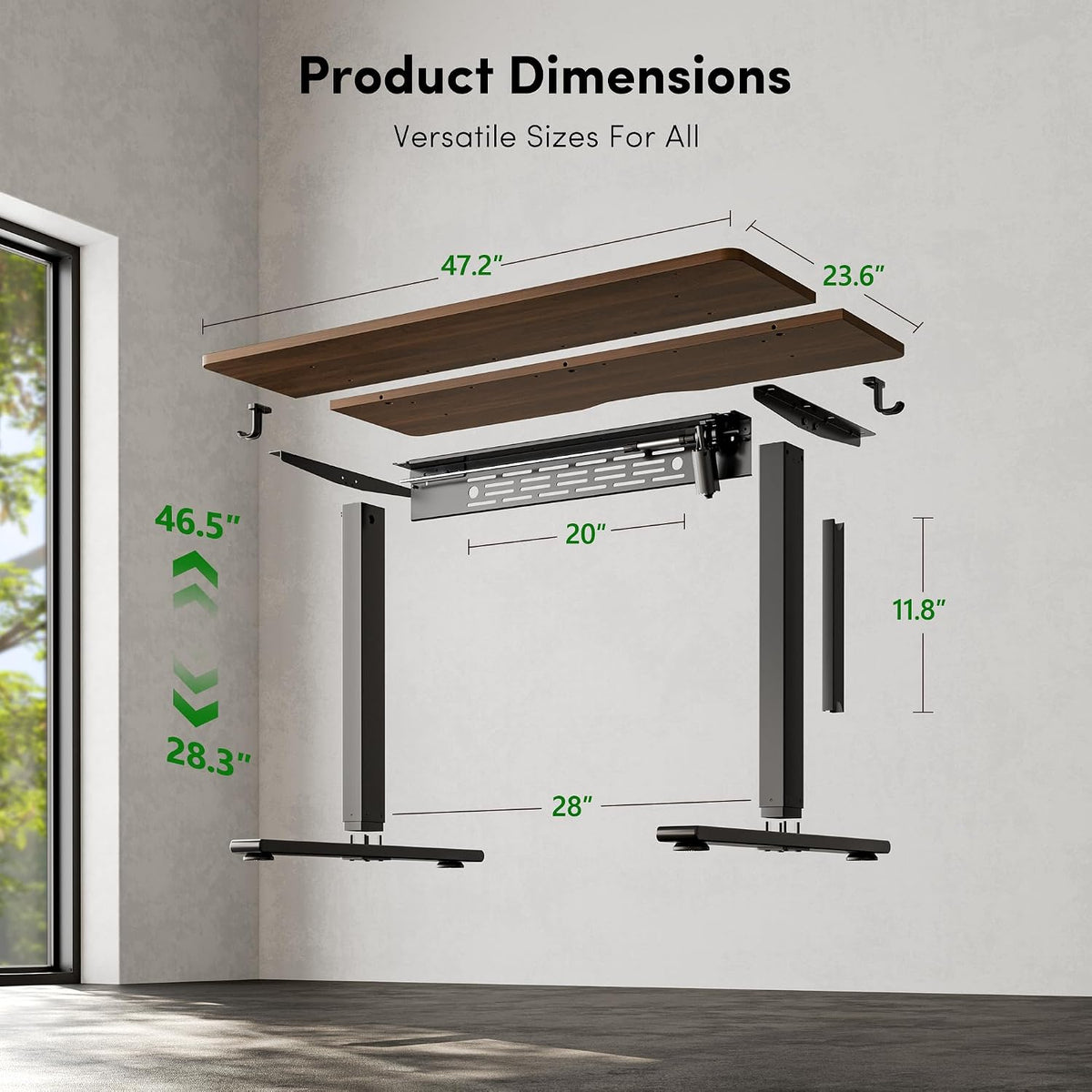 FEZIBO Electric Standing Desk with L-Shaped Crossbar & Cable Management S...