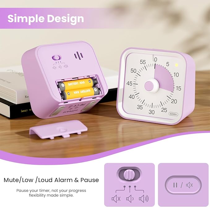 Visual Timer for Kids with Pause Function, 60 Minute Countdown Timer for Kids - Image 4