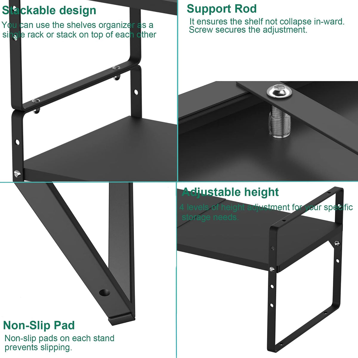 iPEGTOP Extendable Microwave Oven Rack, Adjustable Height Microwave/Toaster S...