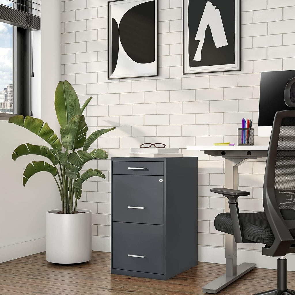 staples 3-drawer vertical file cabinet, letter size, lockable, front angle view