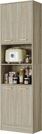Cozy Castle Kitchen Pantry Cabinet, 4 Doors Open Countertop Utility Hutch - Image 9