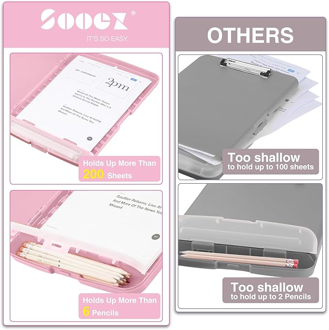 Sooez Clipboards with Storage, High Capacity Clip Boards 8.5x11 with Storage - Image 3