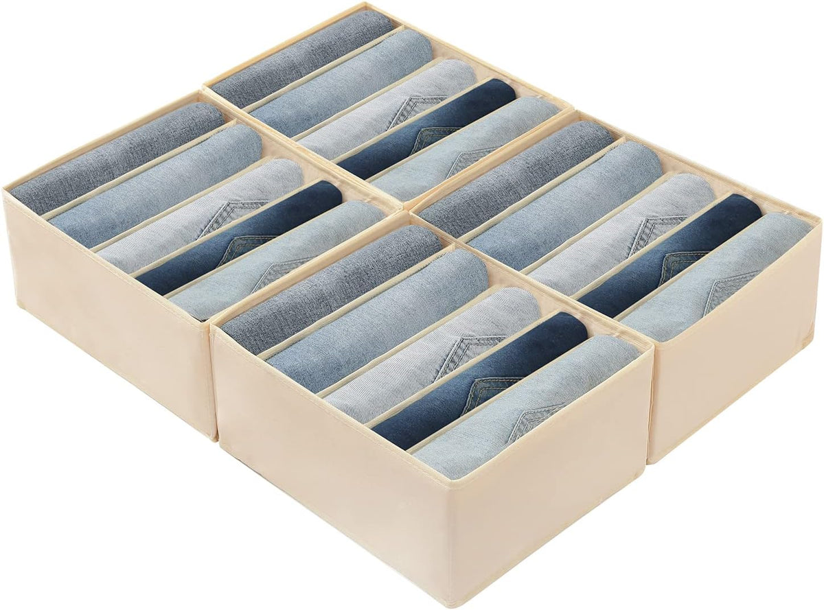 Qozary Jeans Pants Organizer for Closet, 4 Pack Drawer Organizers for Clothin...