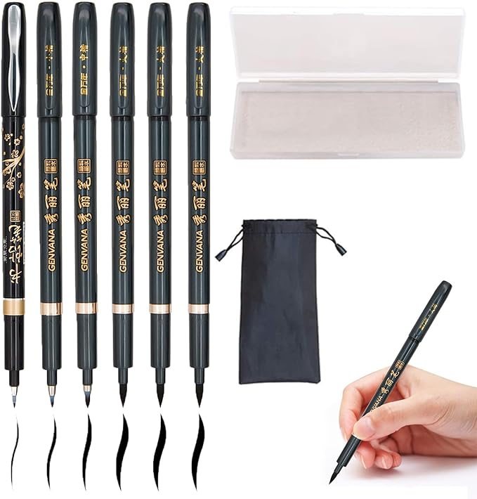 Rilanmit Hand Lettering Pens, Refillable Calligraphy Pens Brush Marker Pens Set by Rilanmit