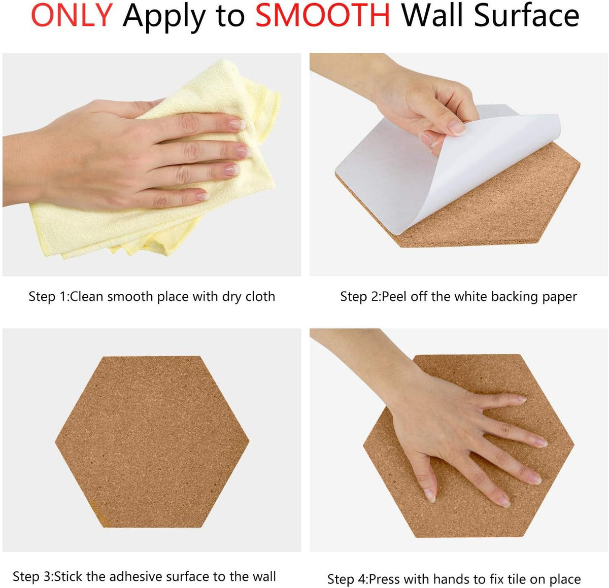 HBlife 10 Pack Hexagon Self-Adhesive Cork Board Tiles 12" X 10"