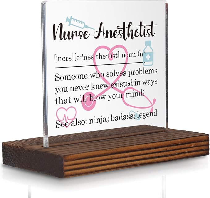 Nurse Anesthetist Gift for CRNA, Funny Desk Decor Plaque for Certified by Pariveca