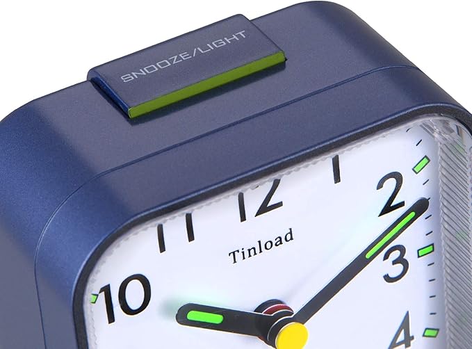 Tinload Small Battery Operated Analog Alarm Clock Silent Non Ticking, Ascending - Image 4