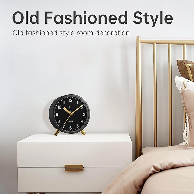 Analog Alarm Clock, 4 inch Super Silent Non Ticking Small Clock - Image 5