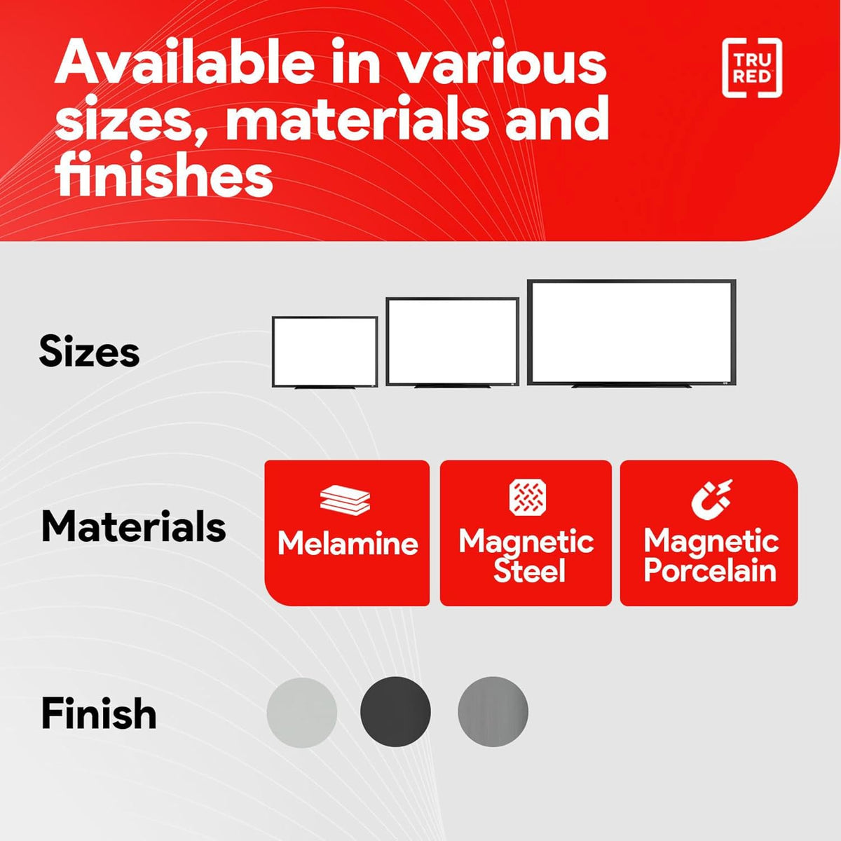 TRU RED Steel Magnetic Whiteboard, Satin Frame, 2 ft x 1.5 ft
