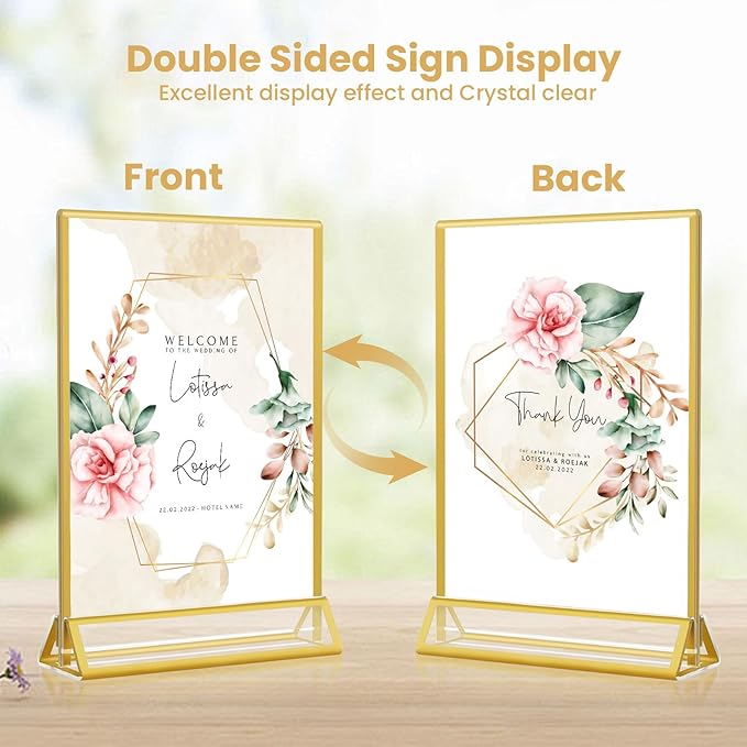 5x7 Gold Acrylic Sign Holder, 12 Pack Wedding Table Number Stands - Image 4