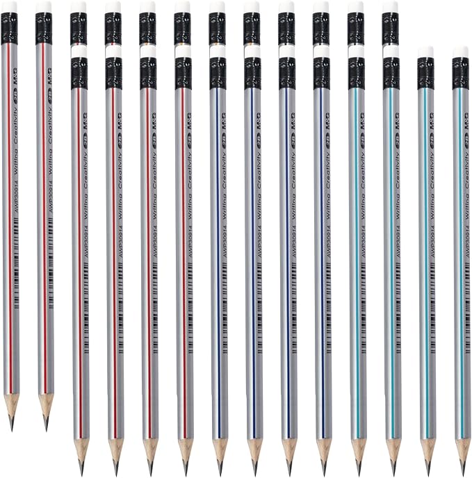M&G Signal Series 24 Pack 2B Triangular Wood-Cased Pencils, Pre-Sharpened by MG