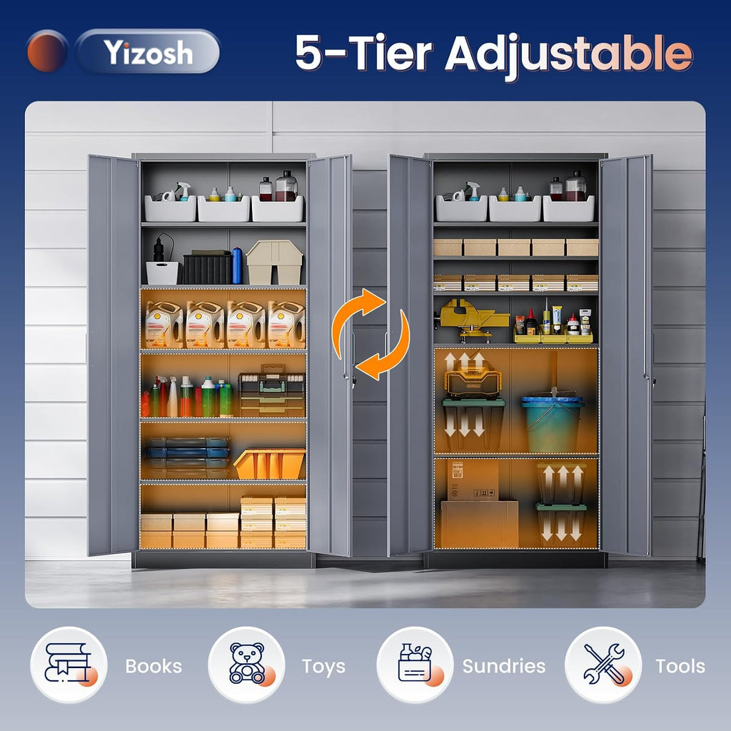 yizosh metal garage storage cabinet with 2 doors, package contents