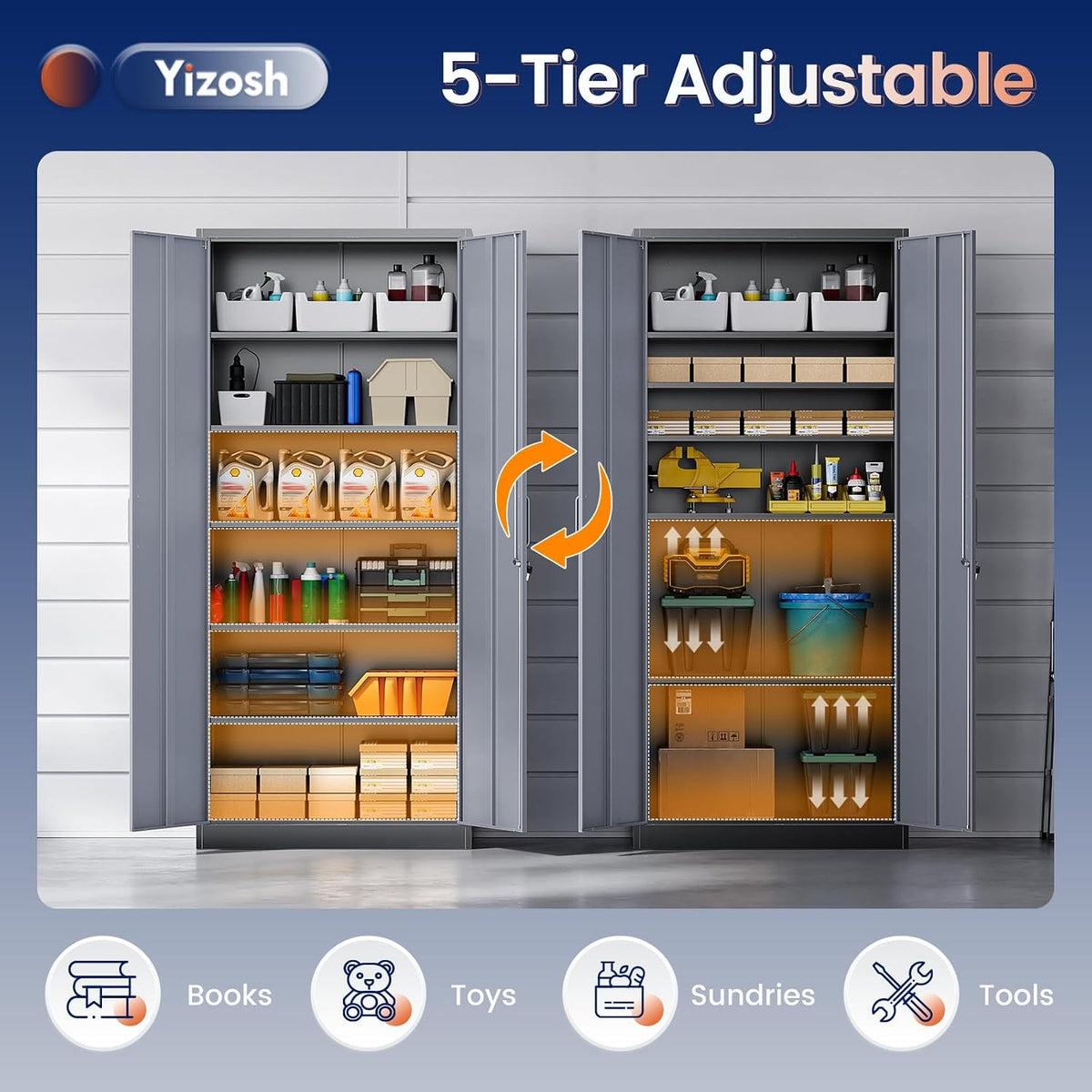 yizosh metal garage storage cabinet with 2 doors, package contents