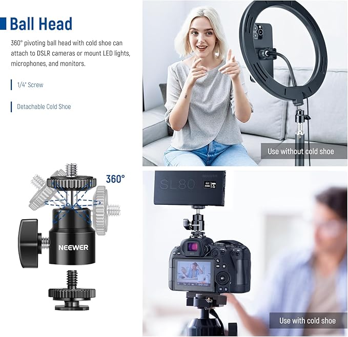 NEEWER Camera Desk Mount with C Clamp, 2 Pack 13.8"-23.6" Adjustable Desktop - Image 3