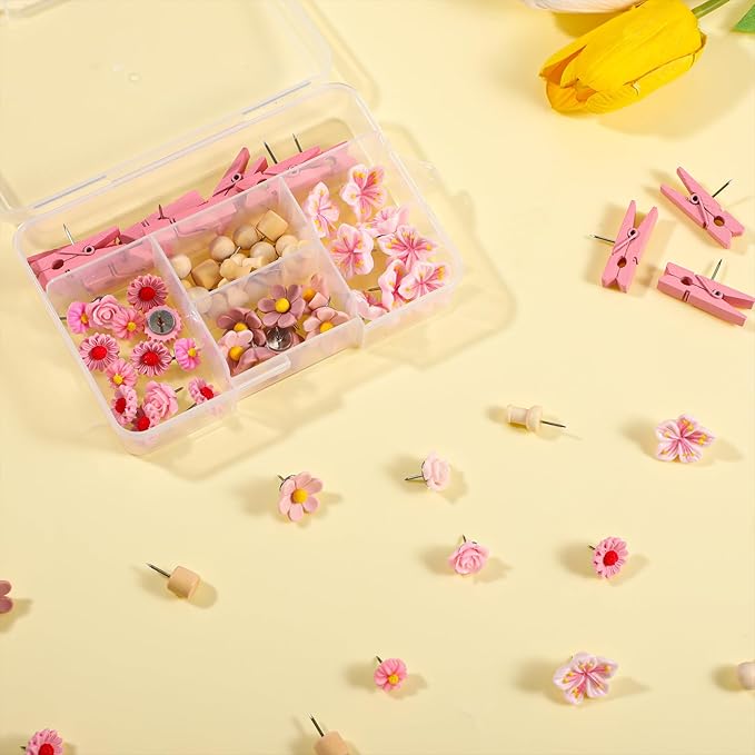 78 Pieces Push Pins Set Cute Thumb Tacks Decorative Flower Push Pins - Image 4