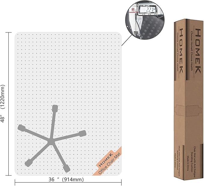 HOMEK Office Chair Mat for Low Pile Carpet, 48” x 36” Transparent Office Desk - Image 8