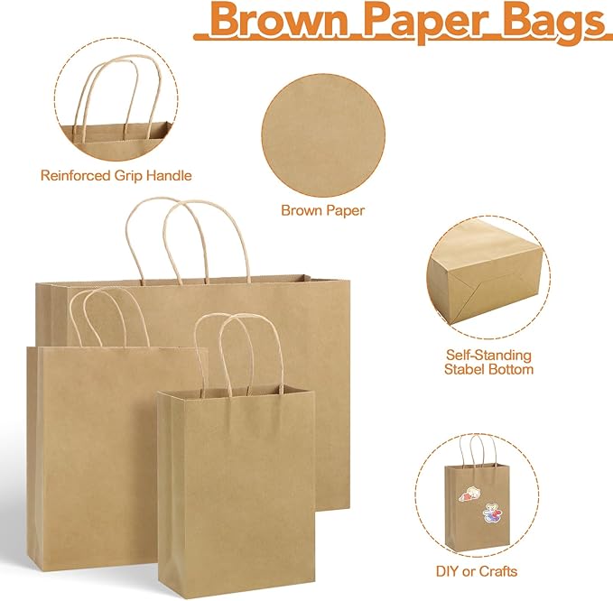 woric 120 PCS Brown Paper Bags - Image 3