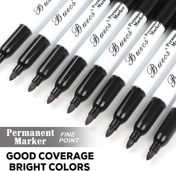 Buecs Permanent Markers, Fine Point, Waterproof & Smear Proof Markers, Quick - Image 6