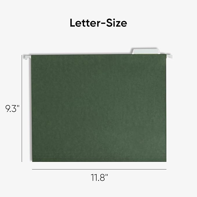 Smead Hanging File Folder, 1/5-Cut Adjustable Tab, Letter Size, Standard Green - Image 2