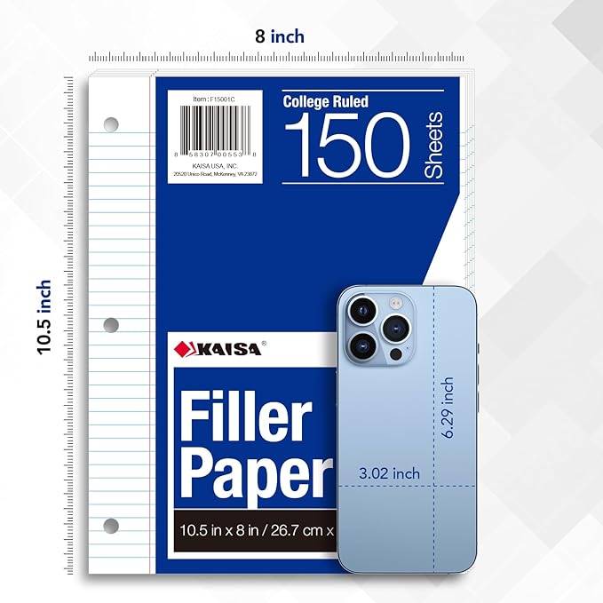 Kaisa3 Pack Notebook Paper College Ruled 3-Hole Punched Loose Leaf Paper 8x10.5 - Image 3