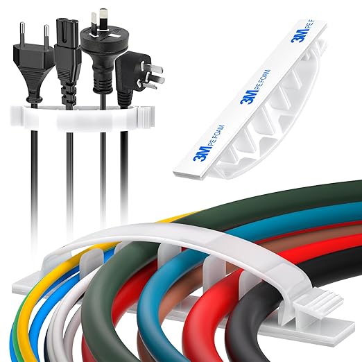 XHF 30pcs Adhesive Cable Wire Clips White, Outdoor Cable Management Wire by XHF