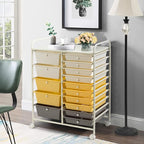 COSTWAY 15 Drawer Rolling Storage Cart, Utility Tools Paper Organizer on Wheels - Image 2