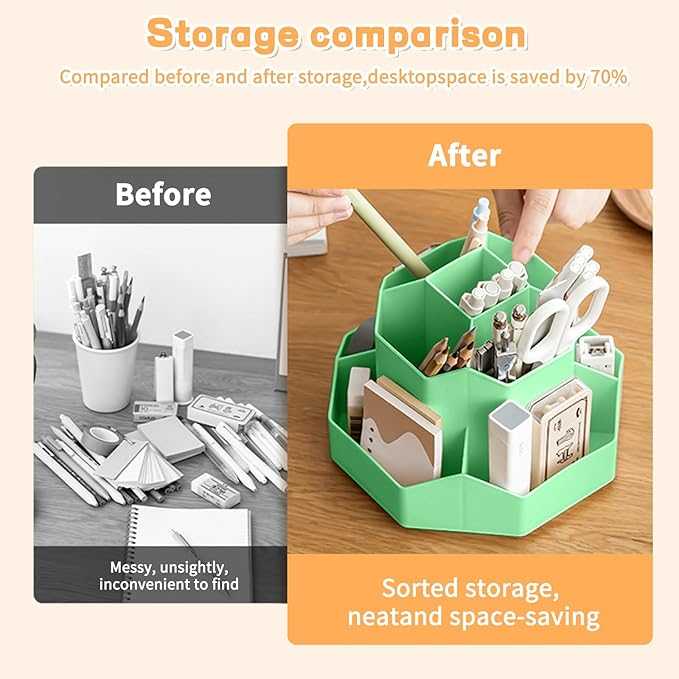 Pencil Pen Holder for Desk, 9 Slots 360 Degree Rotating Desk Organizers - Image 3