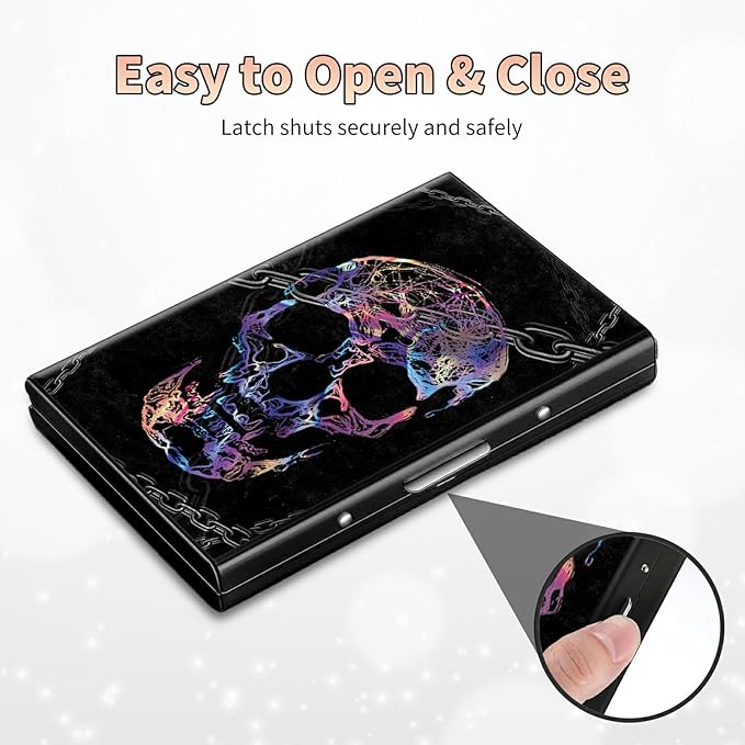 BWEGRHE Slim Credit Card Holder, Shackle Skull RFID Blocking Metal Wallet - Image 6