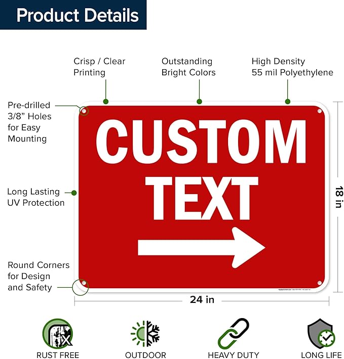 Custom Arrow, Custom Directional Sign, Right Arrow, 18x24 Inches, 55 mil thick - Image 6