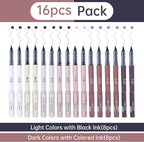 FUNFULL 16pcs Quick Dry Coffee Ink Rollerball Pens, 0.5mm Fine Point Colored - Image 2