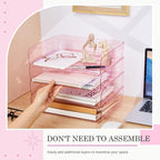 Harloon 4 Tier Acrylic Paper Tray 13 x 9.8 x 3 Inches Stackable Letter Clear - Image 3