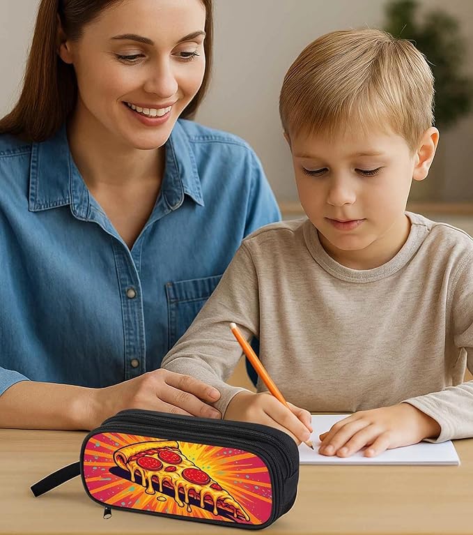 AnySmic Pizza Pencil Case for Boys Girls, Large Durable Pencil Pouch for Kids - Image 6