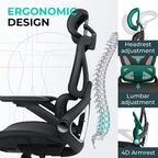 capot ergonomic mesh office chair, adjustable lumbar high, view 9