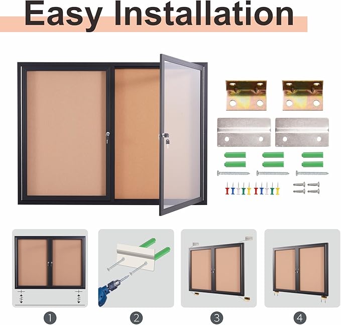 48x36 Inch Lockable Enclosed Bulletin Board, Weather-Resistant Outdoor - Image 4