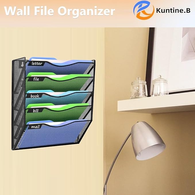 Kuntine.B Wall File Organizer Office Hanging Magazine Holder Wall File Organizer - Image 6