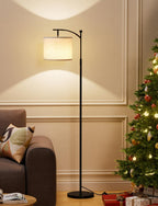 ambimall 60" modern floor lamp with beige shade showing dimensions