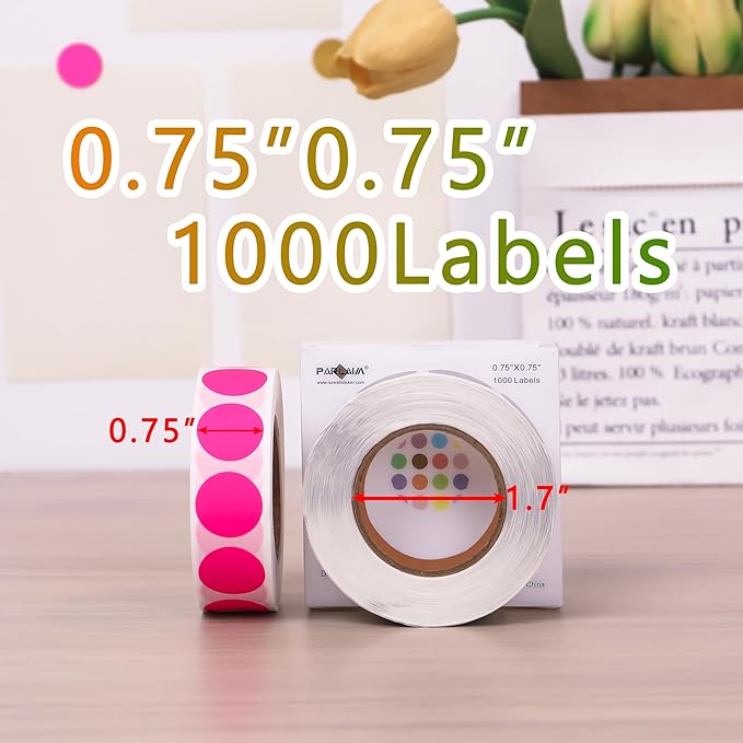 PARLAIM 3/4 Inch Round Permanent Adhesive Color-Code Dot Stickers, 1000 - Image 2
