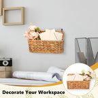2 Pcs Woven Mail Holder Wall Mount Basket Rattan Wall Letter Holder Wicker - Image 7