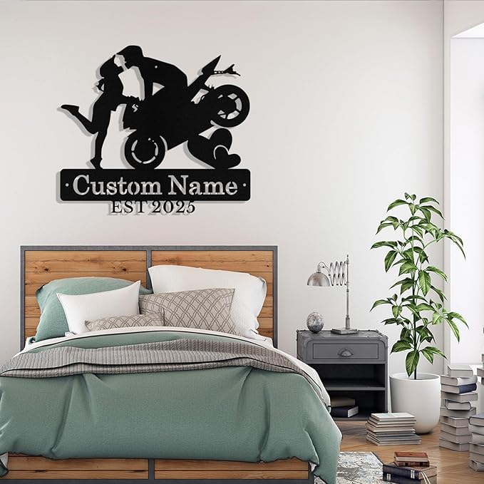Custom Motorcycle Couple Metal Signs Personalized Biker Couple Name Sign Custom - Image 5