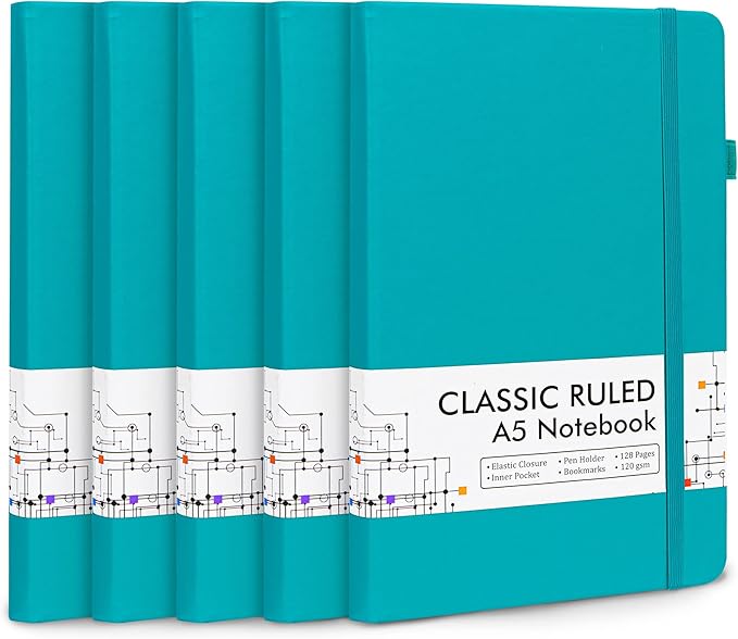 5 Pack Journal Notebook Bulk for School, Feela Hardcover Business Notebooks by feela