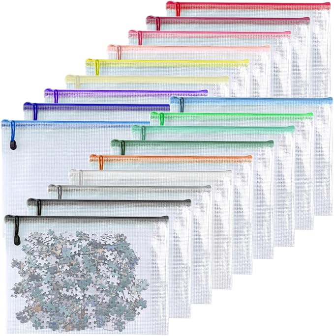 Oaimyy-18 Pcs, Large Mesh Zipper Pouch Document Folders Bag Plastic Zip File - Image 2