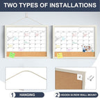 Calendar Whiteboard for Wall, 18x24 Inches Whiteboard Calendar Cork Board Combo - Image 2