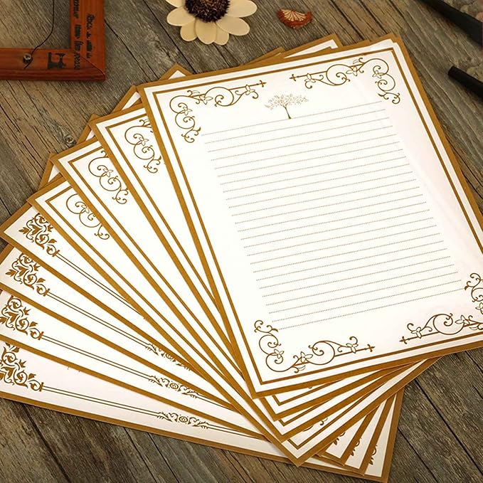 8 Pcs Vintage Letter Papers Set Printable Writing Paper Lined - Image 2