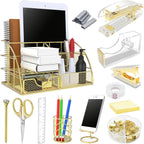 gold office desk organizers, 13pcs office supplies and, main product view